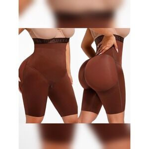 Shapellx Boot Yeah! Silk Sculpt High Waisted  Shorts Shapewear Brown Size XXXL